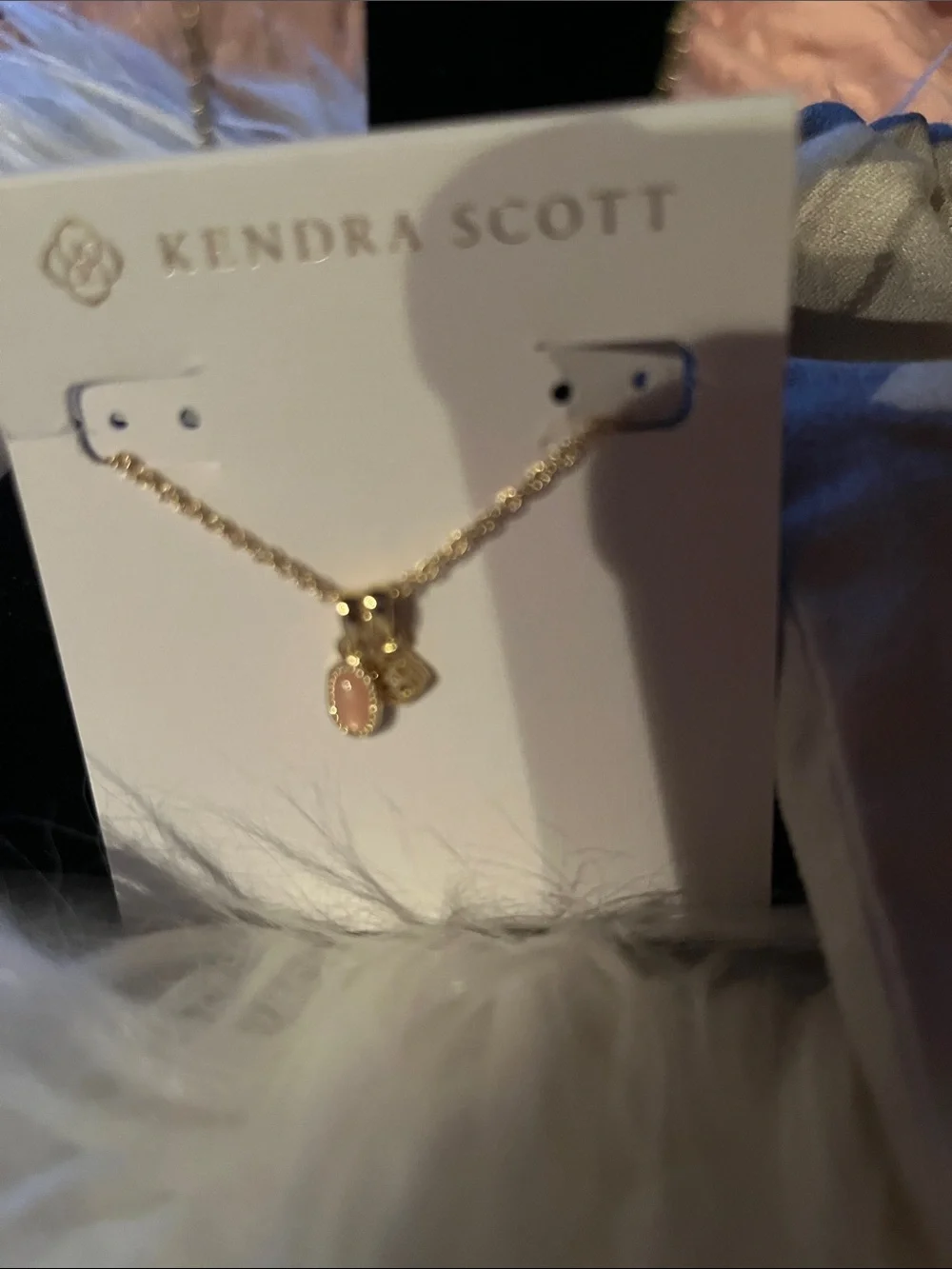 Kendra Scott Gold-Tone Necklace with Light Pink Pendant